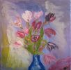 25.tulipes au vase bleu